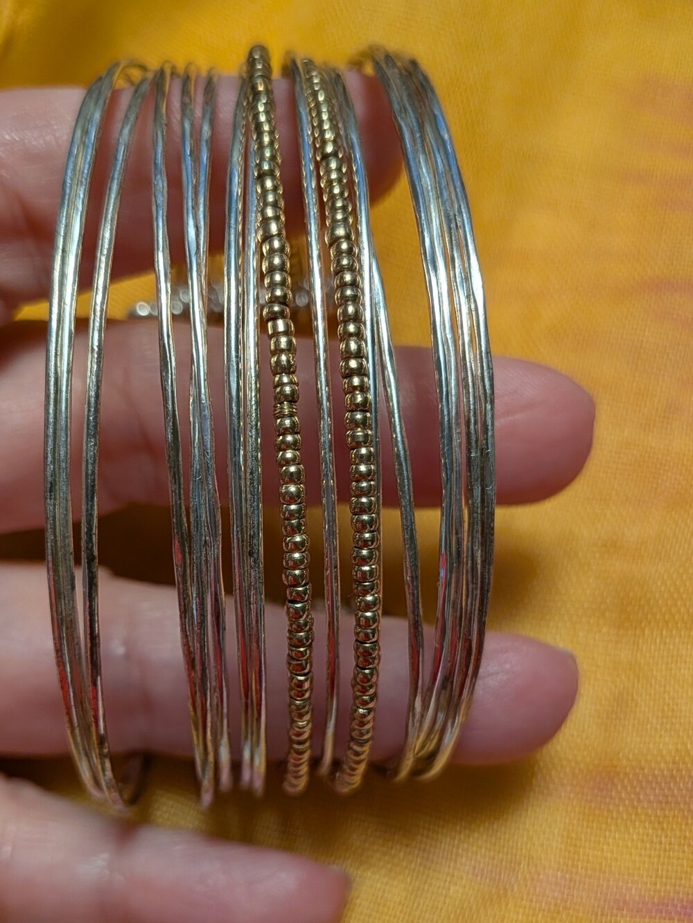 Stella & Dot Rhett Mixed Metal Silver & Gold Tone Multi-Strand Wire Cuff